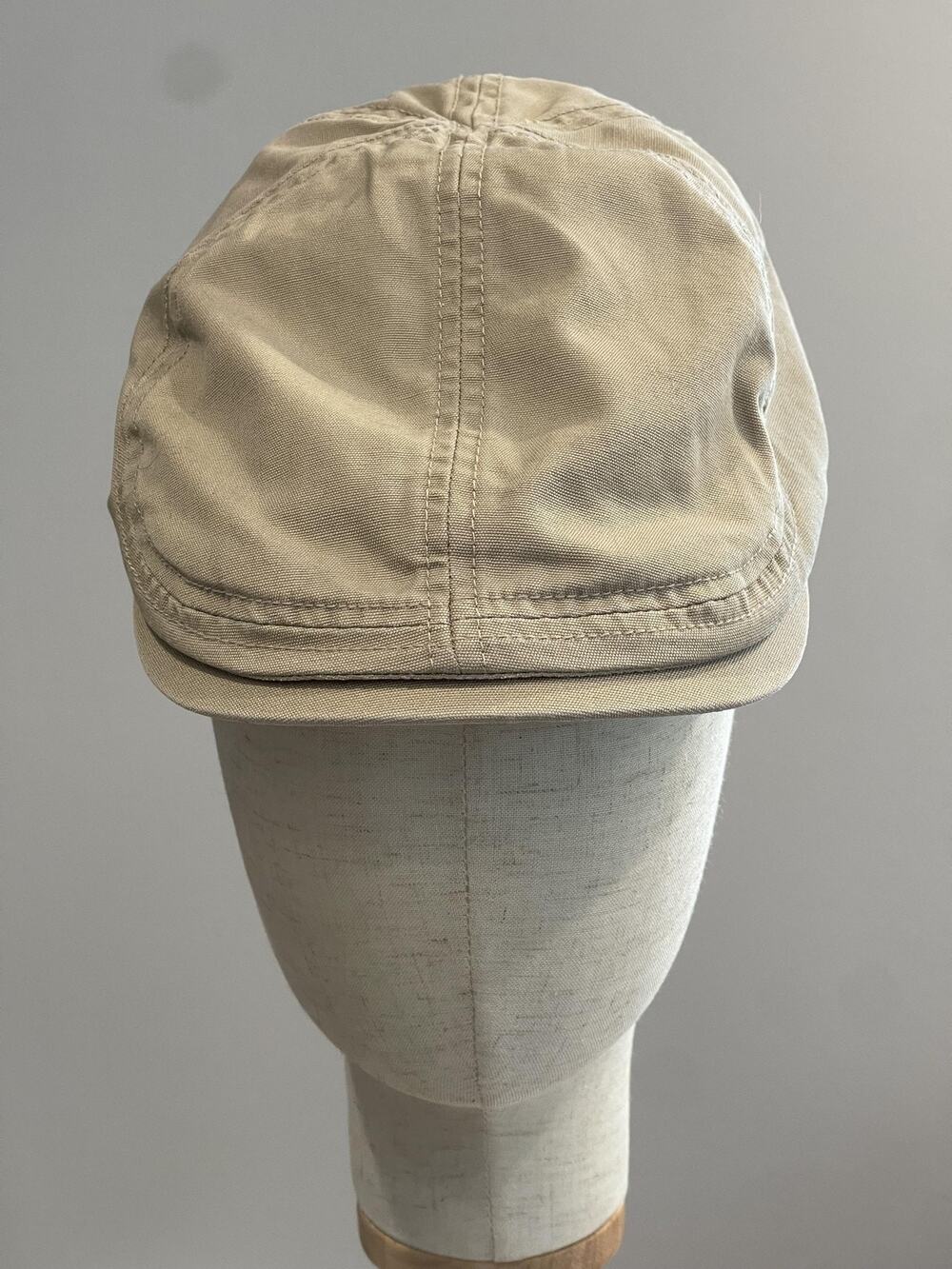 Goorin Hat Cap Flat Mens XS Beige Canvas Lined Plaid Interior Casual Lightweight